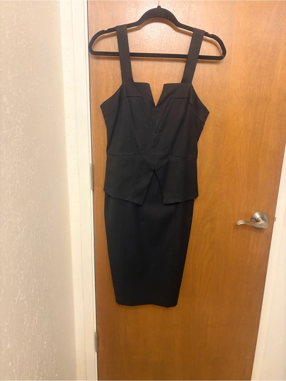 White House Black Market Black Structured Peplum Midi Dress